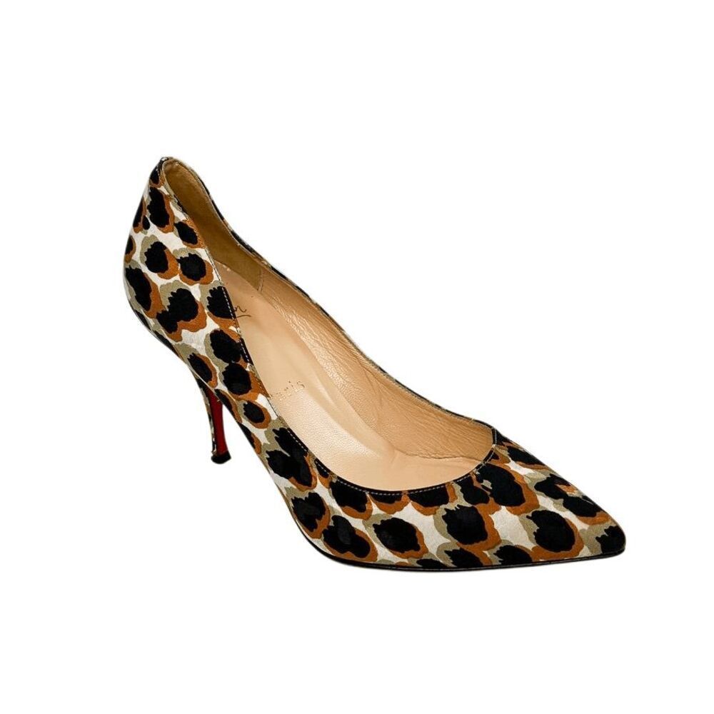 Christian Louboutin Clare 80 Leopard Print Pumps Red Bottom Heels EU 36 US 5.5